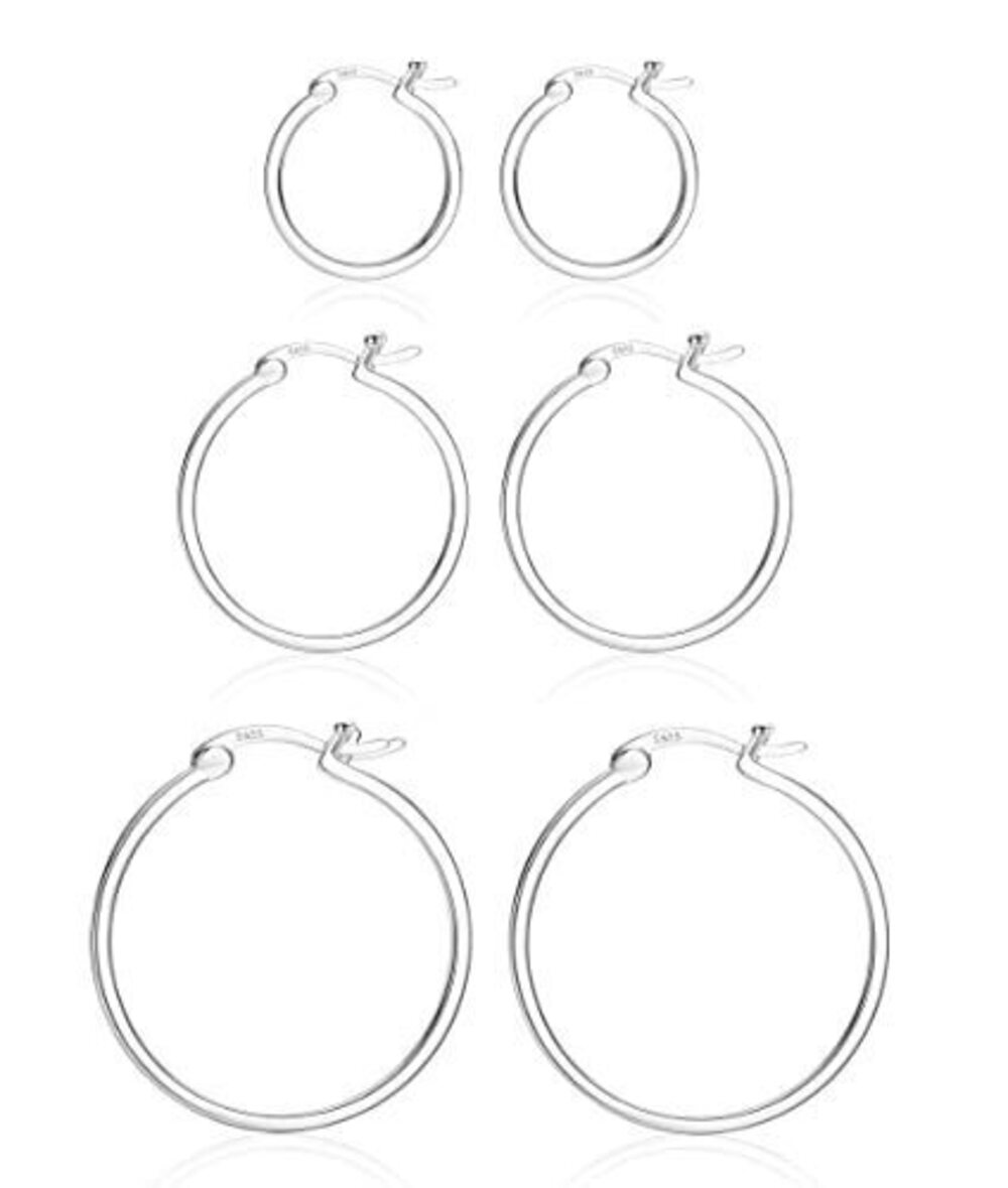7129 18K Gold Plated Hoop Earrings - 925 Sterling Silver Hoop Earrings